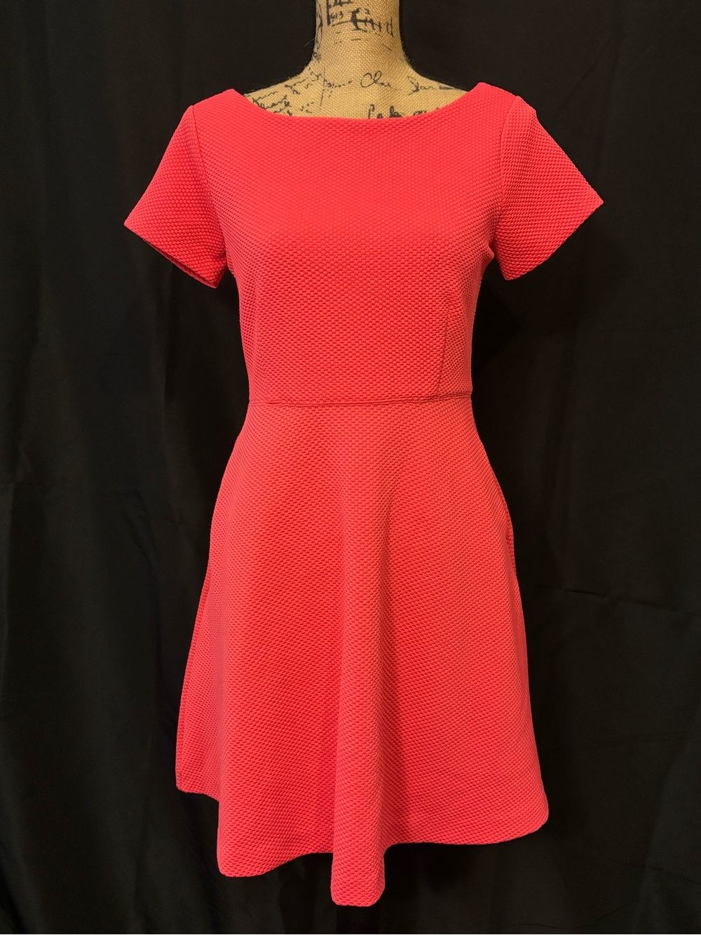 Banana Republic Coral Pink Textured Fit & Flare Dress